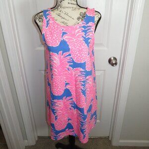 Lilly Pulitzer Kristen Swing Dress Little Flamenco Blue Haven Pineapple- Medium